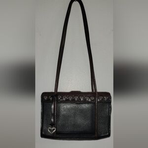 Brighton Black and Brown Shoulder Bag with Heart Charm